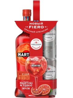 Martini Fiero drink vermouth with 2 cans of Pellegrino's tonic