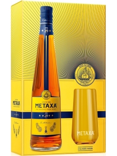 Brandy Metaxa 5 gift wrapping with two glasses Brandy Metaxa 5 gift wrapping with two glasses