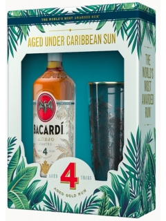 Bacardi Anйjo Cuatro (4 years old) unsustained rum in a gift box with a glass Bacardi Anйjo Cuatro (4 years old) unsustained rum in a gift box with a glass