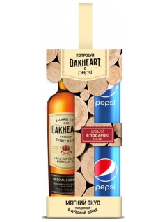 Oakheart Original drink alcohol based on rum in a gift box with 2 cans of Pepsi Oakheart Original drink alcohol based on rum in a gift box with 2 cans of Pepsi