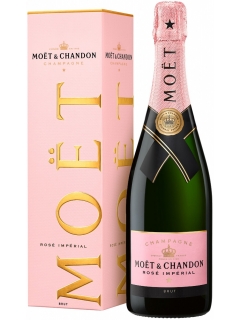 Sparkling wine Moet and chandon Rose Imperial Brut pink gift wrap