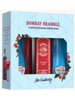 Bombay Bramble gin based cocktail Gift Box with 2 Cans of Sanpellegrino