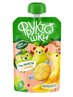 Фруктошки пюре детское яблоко банан груша печенье
